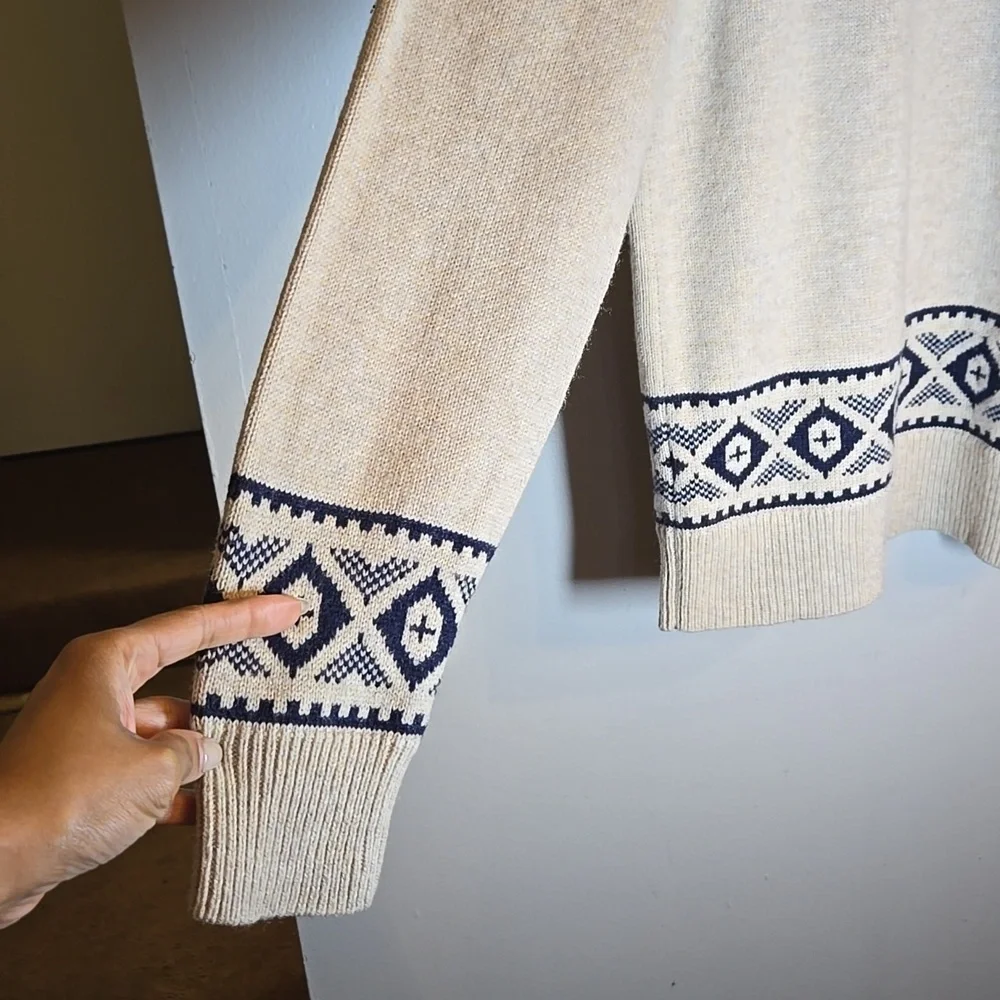 J. Crew Raglan Fair Isle Supersoft Wool Pullover Sweater